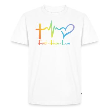 Faith Hope Love Motivation Lebensmoto Sort - T-shirt Premium bio Homme - blanc - Devant - Nico (187cm)