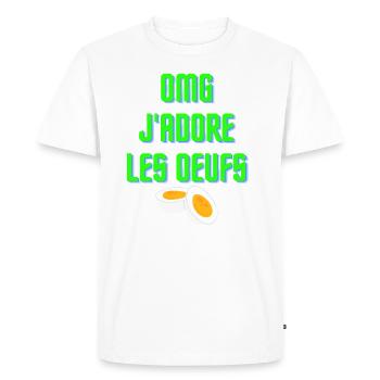 OMG j'adore les oeufs - T-shirt Premium bio Homme - blanc - Devant - Nico (187cm)