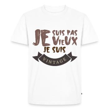 Je Suis Pas Vieux Je Suis Vintage - T-shirt Premium bio Homme - blanc - Devant - Nico (187cm)