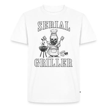 SÉRIE GRILLER - TABLIER CADEAU BBQ - T-shirt Premium bio Homme - blanc - Devant - Nico (187cm)