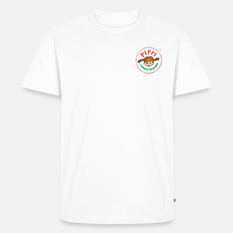 Pippi Langstrumpf Rundes Logo - Männer Premium Bio T-Shirt - Weiß