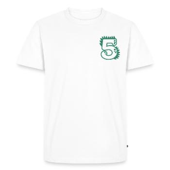 Number 5 - Men's Premium Organic T-Shirt - white - Front - Nico (187cm)