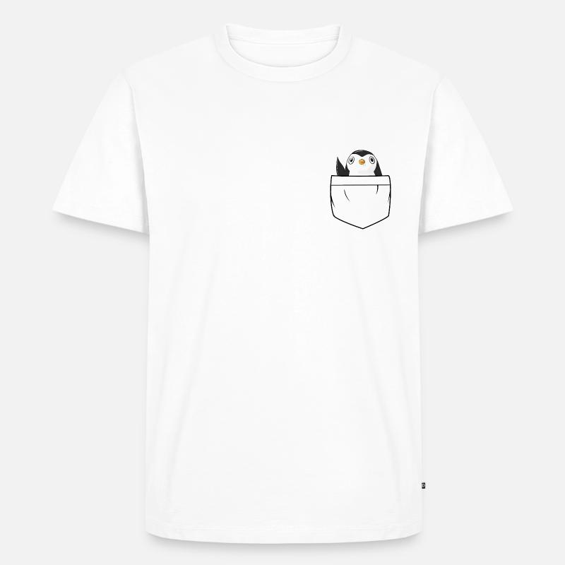 Pinguin Täschchen - Männer Premium Bio T-Shirt - Weiß