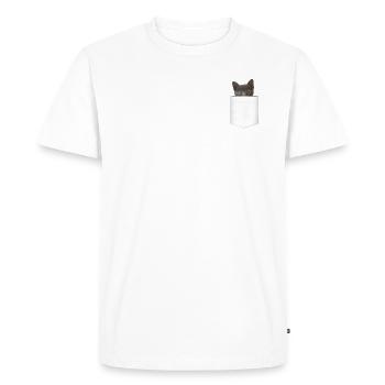 Chaton doux dans la poche de poitrine - T-shirt Premium bio Homme - blanc - Devant - Nico (187cm)