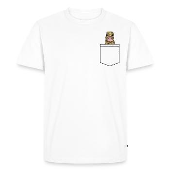 Brusttasche Ente - Männer Premium Bio T-Shirt - Weiß - Vorne - Nico (187cm)