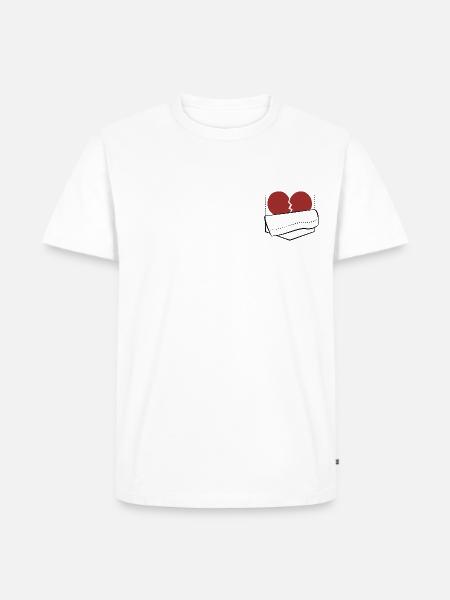 Herz in Tasche - Männer Premium Bio T-Shirt - Weiß