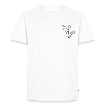 Elle est ou la poulette - T-shirt Premium bio Homme - blanc - Devant - Nico (187cm)