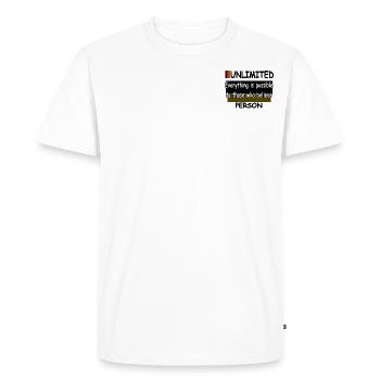 Tout est possible à ceux qui croient - T-shirt Premium bio Homme - blanc - Devant - Nico (187cm)