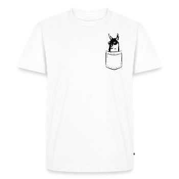 Mon lama dans la poche - Poche poitrine - T-shirt Premium bio Homme - blanc - Devant - Nico (187cm)