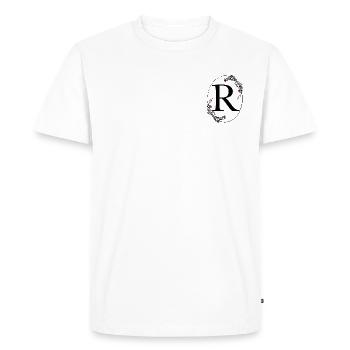 Lettre R - T-shirt Premium bio Homme - blanc - Devant - Nico (187cm)