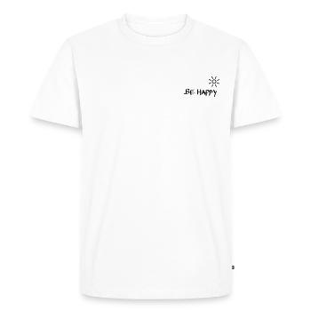 Be happy - Men's Premium Organic T-Shirt - white - Front - Nico (187cm)