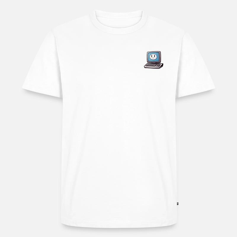 Lachender Comic-Computer - Männer Premium Bio T-Shirt - Weiß