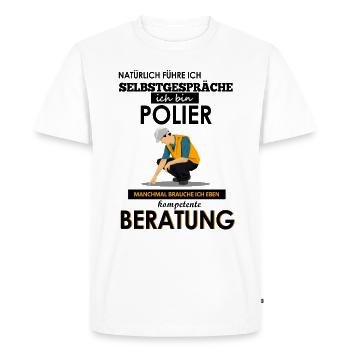 Chemise polie • Chantier de construction • Cadeau de chef de chantier - T-shirt Premium bio Homme - blanc - Devant - Nico (187cm)