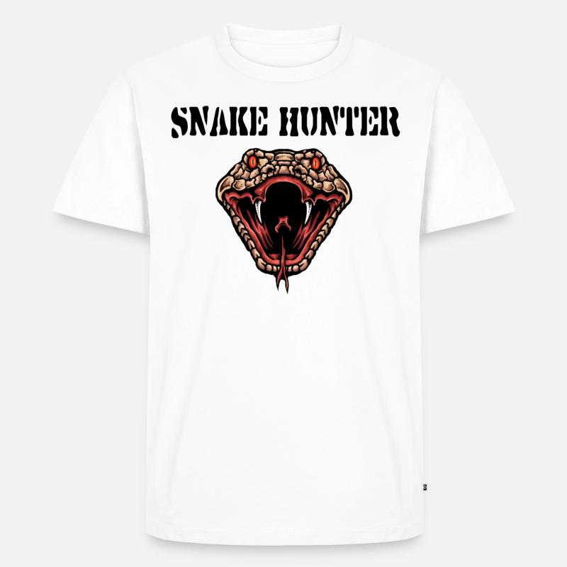 Schlangenfänger,snake hunter,Jäger Schlange Reptil - Männer Premium Bio T-Shirt - Weiß