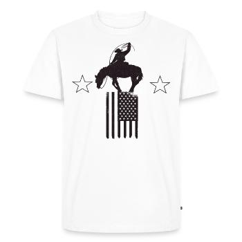 Amérique, Cowboy usa Rodéo, Drapeau Cheval - T-shirt Premium bio Homme - blanc - Devant - Nico (187cm)