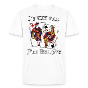 J'peux pas j'ai Belote - T-shirt Premium bio Homme - blanc - Devant - Nico (187cm)