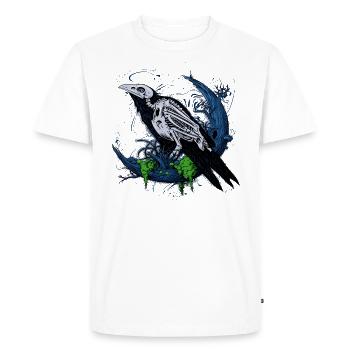 Raven Bird, Skeleton Skull Crow Fantasy , Viking - Men's Premium Organic T-Shirt - white - Front - Nico (187cm)