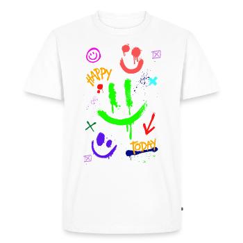 Graffiti spray - Heureux sourire aujourd’hui - T-shirt Premium bio Homme - blanc - Devant - Nico (187cm)