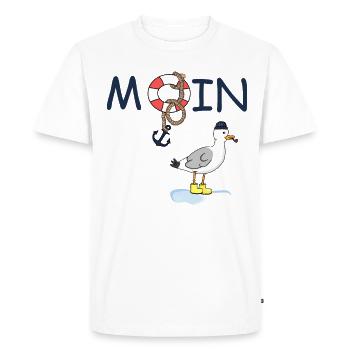 Möwe Moin Gummistiefel - Männer Premium Bio T-Shirt - Weiß - Vorne - Nico (187cm)