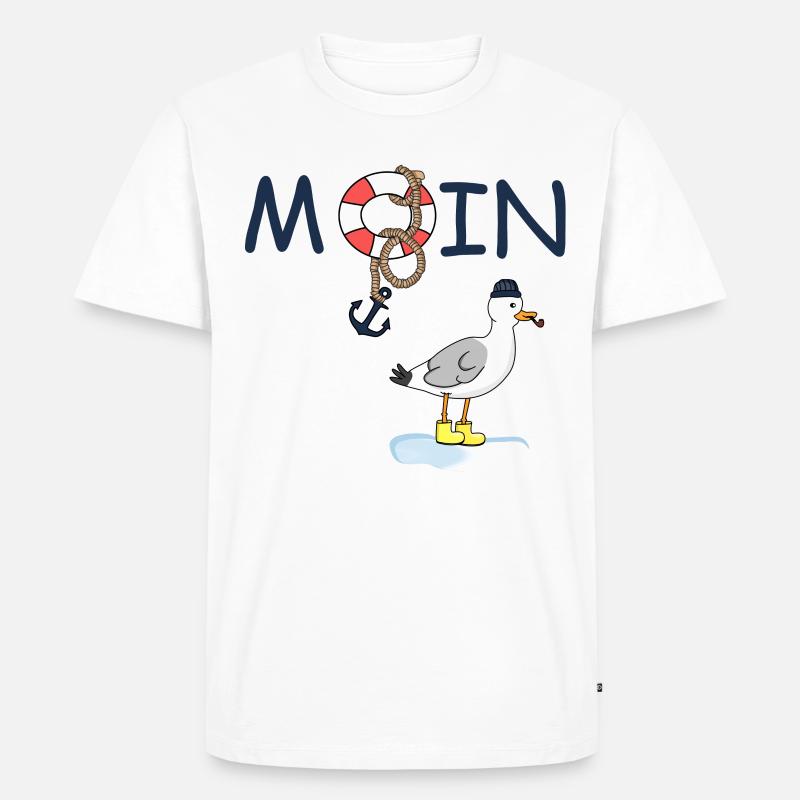 Möwe Moin Gummistiefel - Männer Premium Bio T-Shirt - Weiß