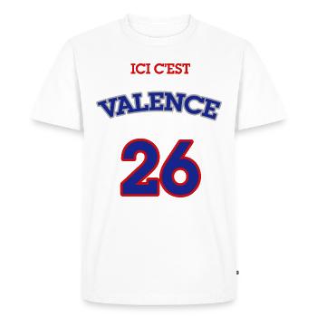 T-shirt Valence ⭐ Ici c'est Valence - T-shirt Premium bio Homme - blanc - Devant - Nico (187cm)