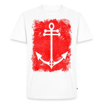 Côte Mer Accueil Ancre Moin Idées cadeaux Mer du Nord - T-shirt Premium bio Homme - blanc - Devant - Nico (187cm)