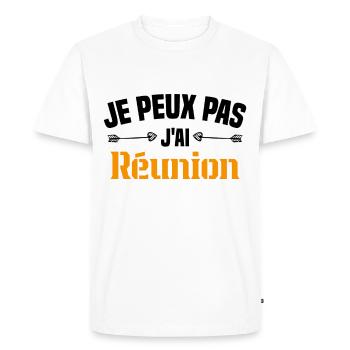 je peux pas j'ai Réunion Cadeau Humour - T-shirt Premium bio Homme - blanc - Devant - Nico (187cm)
