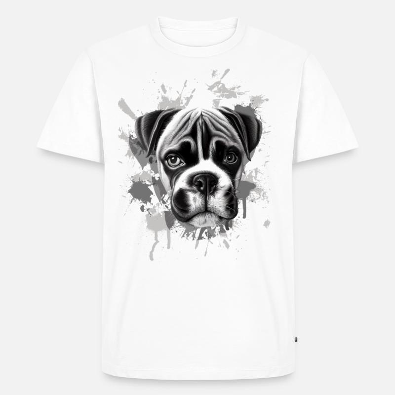 Boxer Hund - Männer Premium Bio T-Shirt - Weiß