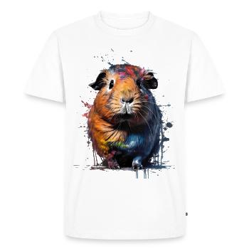 Cochon d’Inde à l’aquarelle avec une peinture colorée - T-shirt Premium bio Homme - blanc - Devant - Nico (187cm)