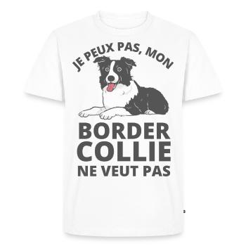Mon Border collie ne veut pas 1 - T-shirt Premium bio Homme - blanc - Devant - Nico (187cm)