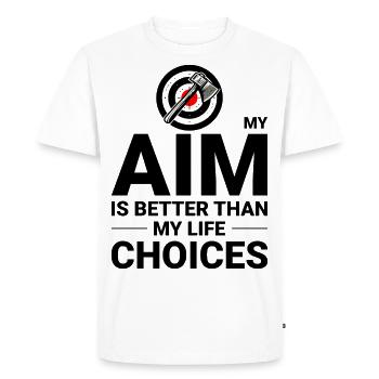Lancer de hache Aim vs Choix de vie Lanceur de hache Drôle - T-shirt Premium bio Homme - blanc - Devant - Nico (187cm)