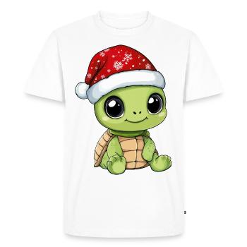 Tortue Noël Mignon Noël mignon - T-shirt Premium bio Homme - blanc - Devant - Nico (187cm)
