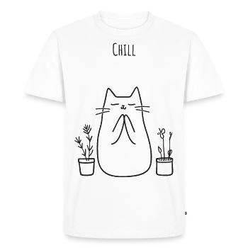 Chill Cat - Men's Premium Organic T-Shirt - white - Front - Nico (187cm)