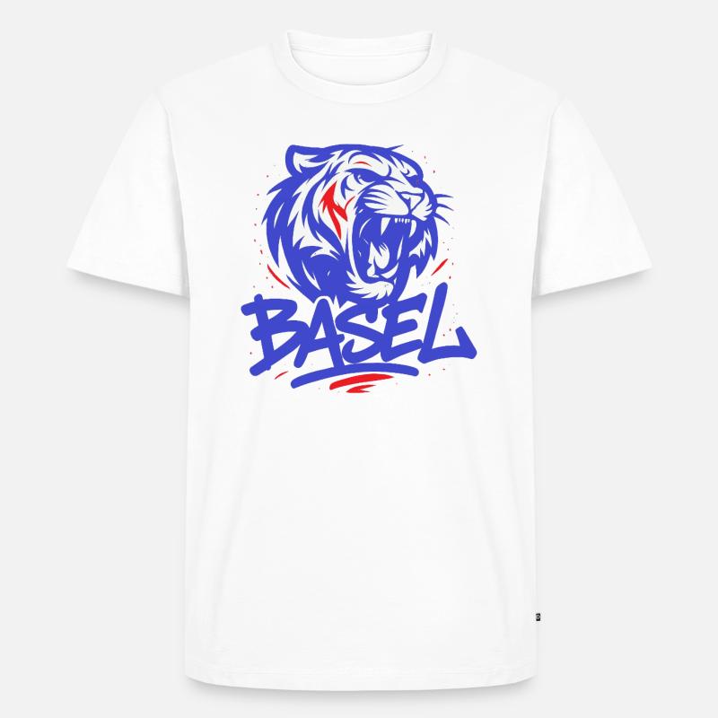 Tiger Basel - Männer Premium Bio T-Shirt - Weiß