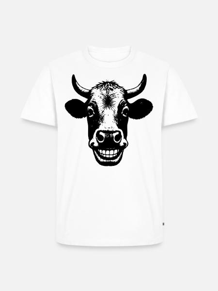 Grinning Cow - Men's Premium Organic T-Shirt - white