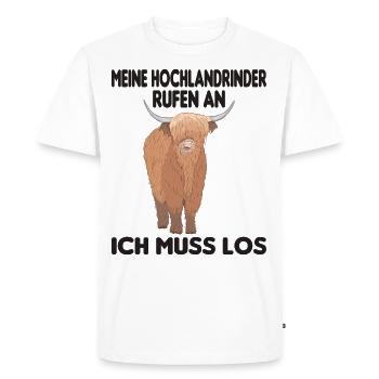Scottish Highland Cattle Highland Cow - Men's Premium Organic T-Shirt - white - Front - Nico (187cm)