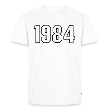 T-shirt né en 1984 - T-shirt Premium bio Homme - blanc - Devant - Nico (187cm)