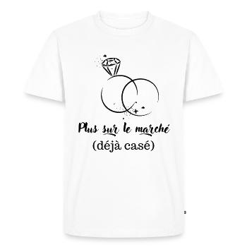 Plus sur le marché occupé - T-shirt Premium bio Homme - blanc - Devant - Nico (187cm)