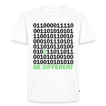 Cadeau Be Different Binary Code Nerd - T-shirt Premium bio Homme - blanc - Devant - Nico (187cm)