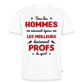 Les meilleurs hommes deviennent profs de sport - T-shirt Premium bio Homme - blanc - Devant - Nico (187cm)