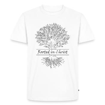 Rooted in Christ Tree of Life Believers - Men's Premium Organic T-Shirt - white - Front - Nico (187cm)