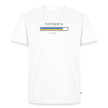 Victoire Chargement Ukraine Liberté Drapeau ukrainien - T-shirt Premium bio Homme - blanc - Devant - Nico (187cm)