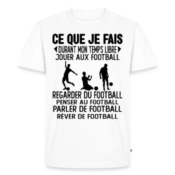 Ce que je fais de mon temps libre jouer au foot - T-shirt Premium bio Homme - blanc - Devant - Nico (187cm)