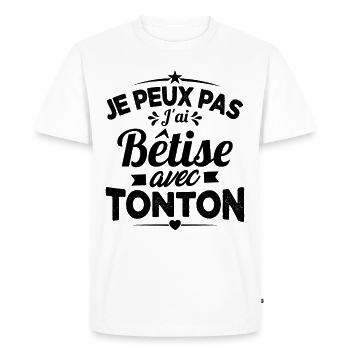 JE PEUX PAS J'AI BETISE AVEC TONTON - T-shirt Premium bio Homme - blanc - Devant - Nico (187cm)