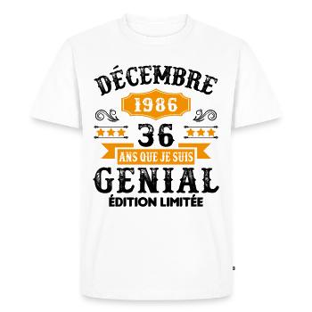 36 Ans Anniversaire Vintage En Décembre 1986 - T-shirt Premium bio Homme - blanc - Devant - Nico (187cm)
