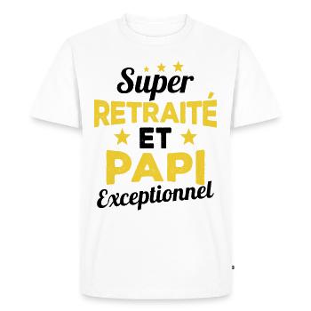 Super Retraité et Papi Exceptionnel Humour Cadeau - T-shirt Premium bio Homme - blanc - Devant - Nico (187cm)
