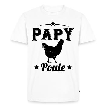Papy Poule Humour Cadeau Grand Père - T-shirt Premium bio Homme - blanc - Devant - Nico (187cm)