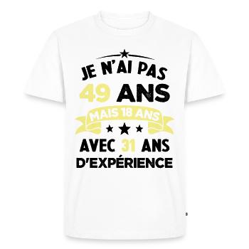 Je N'ai Pas 49 Ans Cadeau Humour D'anniversaire - T-shirt Premium bio Homme - blanc - Devant - Nico (187cm)