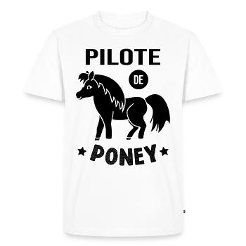 Pilote De Poney Humour Cadeau Équitation Cavalière - T-shirt Premium bio Homme - blanc - Devant - Nico (187cm)