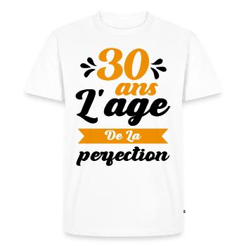 30 ans Anniversaire 30 Ans l'age de la perfection - T-shirt Premium bio Homme - blanc - Devant - Nico (187cm)